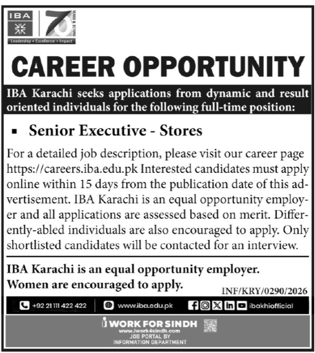 Institute Of Business Administration IBA Karachi Jobs 2026 Jobs 2026 — original advertisement