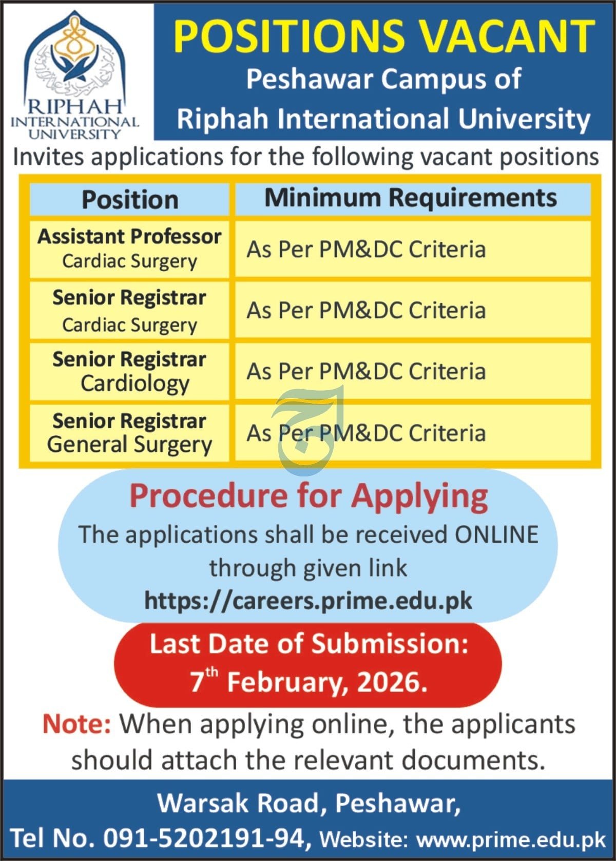 Riphah International University Peshawar Campus Jobs 2026 Jobs 2026 — original advertisement