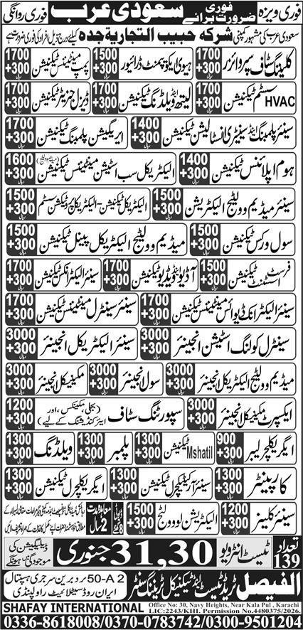 Senior Architectural Technician & Civil Engineer Jobs 2026 – Al Faisal Trade Test & Technical Training Center Jobs 2026 — original advertisement