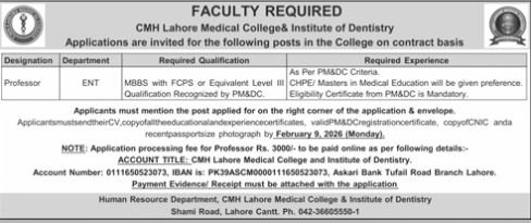 Combined Military Hospital Cmh Lahore Jobs 2026 Jobs 2026 — original advertisement