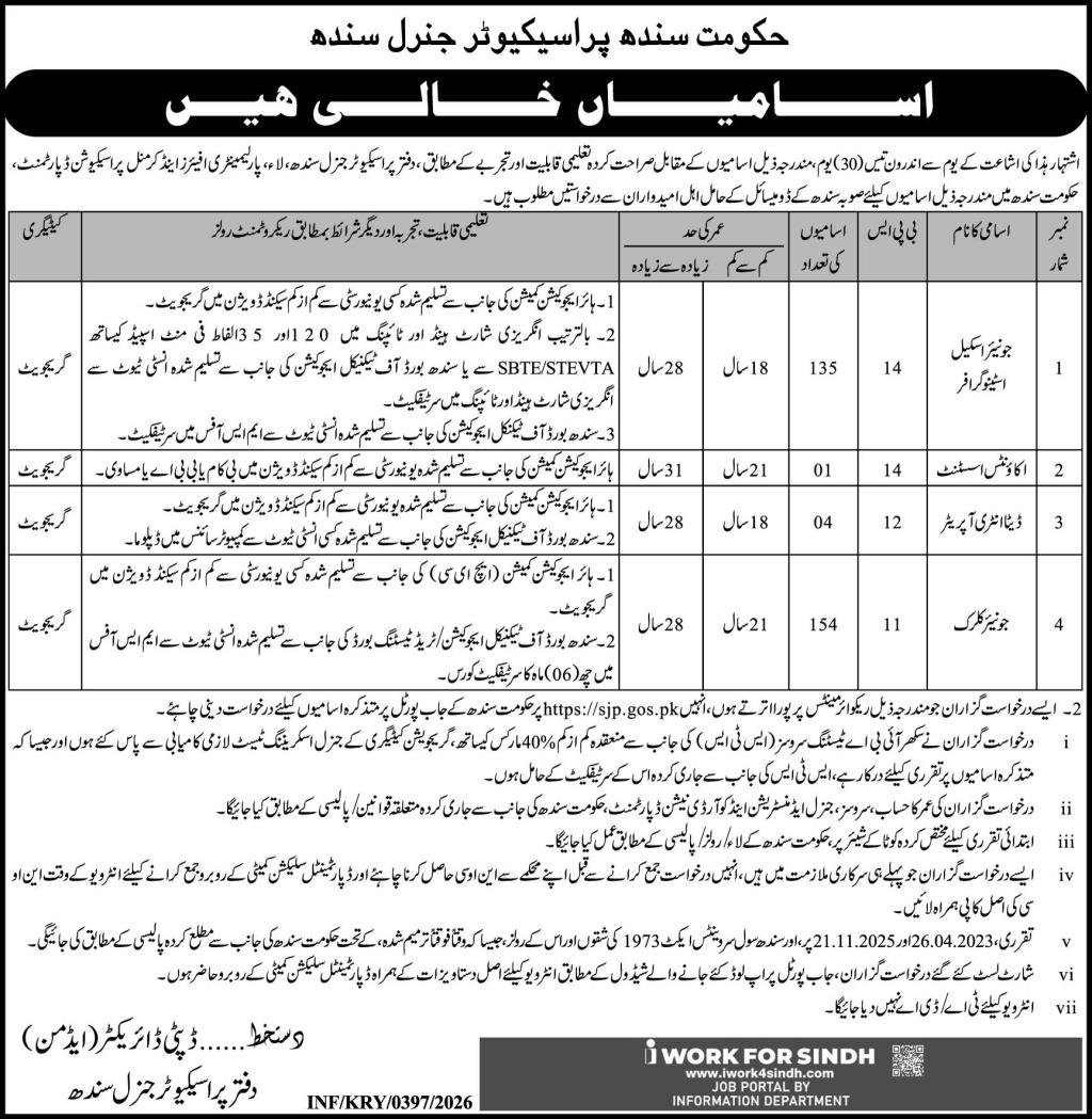 School Education & Literacy Department Karachi Jobs 2026 – School Education & Literacy Department Sindh Jobs 2026 — original advertisement