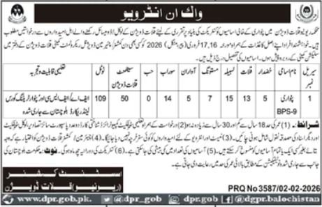 Revenue Department Kalat Jobs Interview 2026 – Revenue Department Balochistan Jobs 2026 — original advertisement