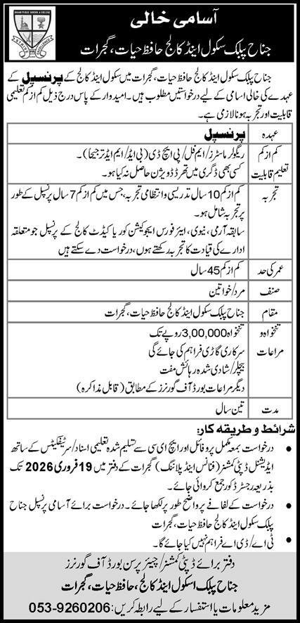 Jinnah Public School & College Hafiz Hayat Jobs 2026 Jobs 2026 — original advertisement