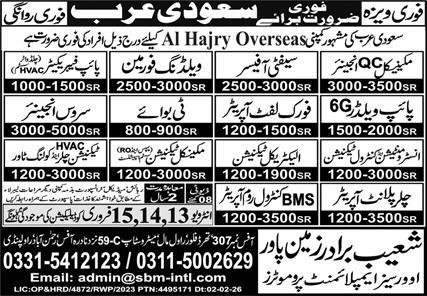 Chiller Plant Operator & Service Engineer Jobs 2026 – Shoaib Brothers Manpower Jobs 2026 — original advertisement