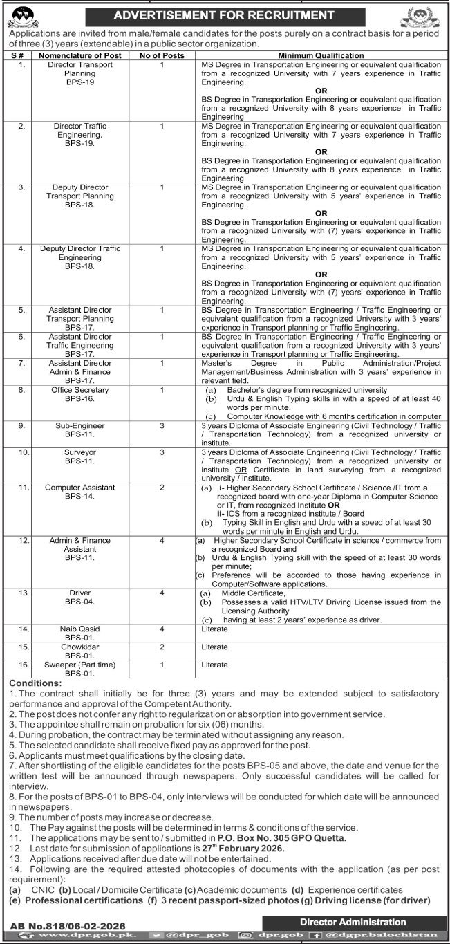 Public Sector Organization Quetta Jobs 2026 Jobs 2026 — original advertisement