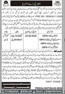 Revenue Department, Balochistan Rakshan Division Interview – Revenue Department Balochistan Jobs 2026 — original advertisement