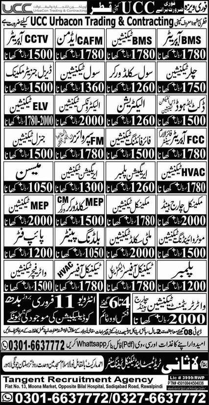CAFM Admin & Irrigation Technician Jobs 2026 – Lasani Trade Test & Technical Training Center Jobs 2026 — original advertisement