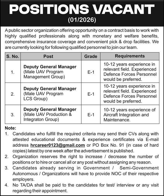 Public Sector Organization Islamabad Jobs 2026 Jobs 2026 — original advertisement