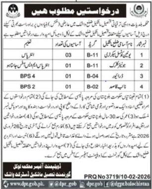 Local Government And Rural Development Department Washak Job – Local Government and Rural Development Department Balochistan Jobs 2026 — original advertisement