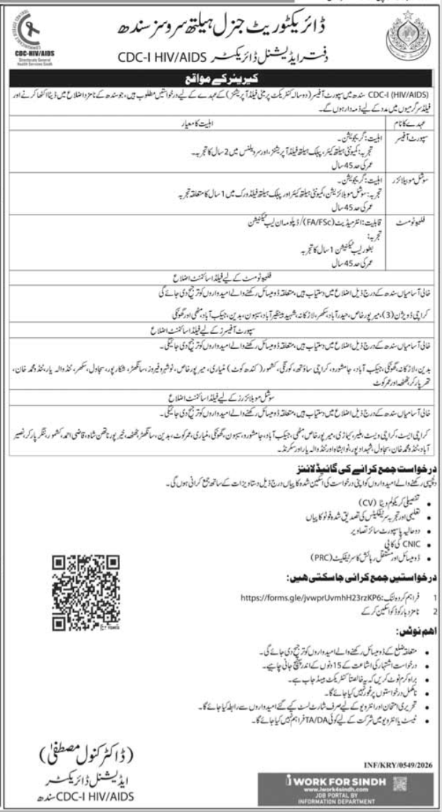Directorate General Health Services Karachi Jobs 2026 – Health Department Sindh Jobs 2026 — original advertisement
