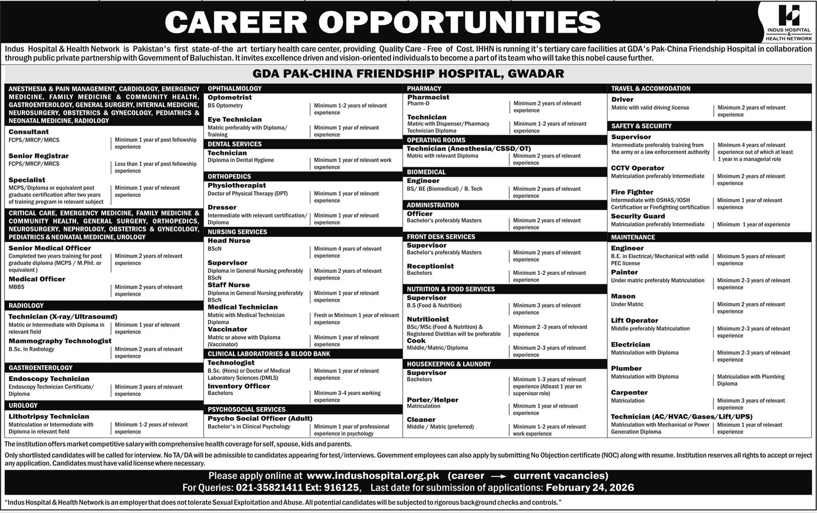 Indus Hospital & Health Network Lahore Jobs 2026 Jobs 2026 — original advertisement