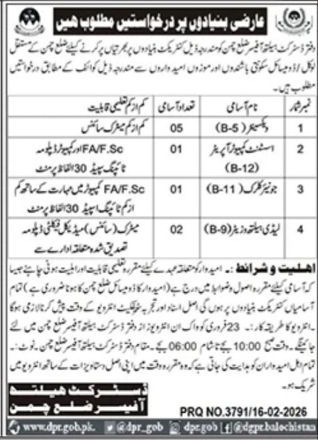 District Health Office District Chaman Balochistan Jobs 2026 – Health Department Balochsitan Jobs 2026 — original advertisement