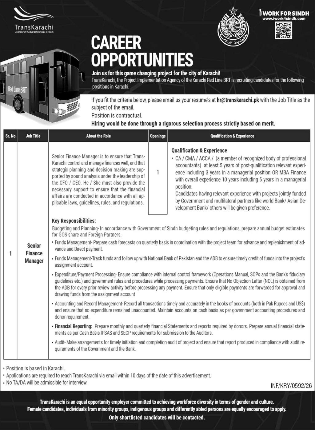TransKarachi Jobs 2026 For Senior Finance Manager – Trans Karachi Jobs 2026 — original advertisement