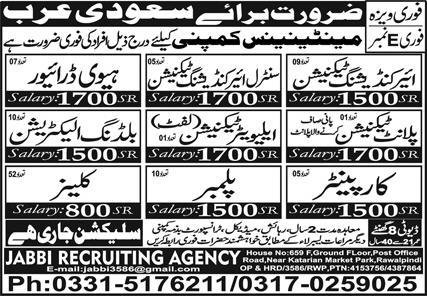 Central Air Conditioning Technician & Plant Technician Jobs – Jabbi Recruiting Agency Jobs 2026 — original advertisement