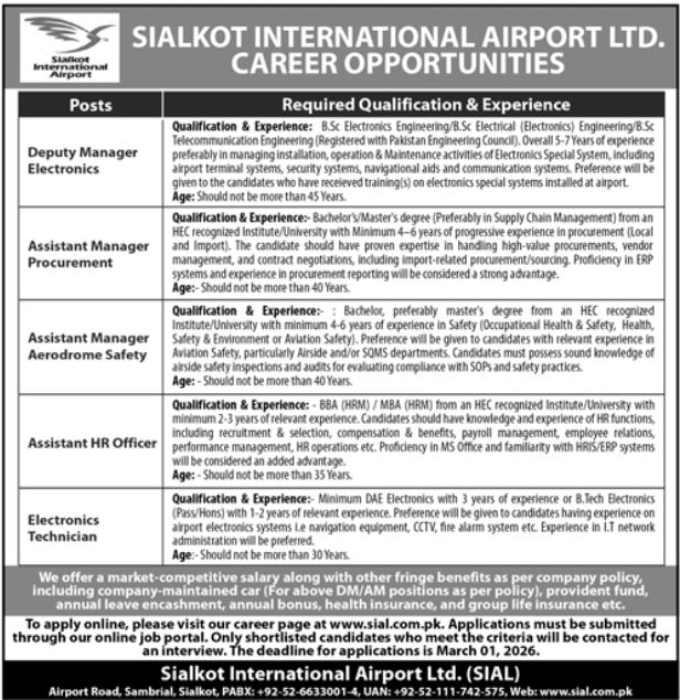Sialkot International Airport Ltd Sialkot Jobs 2026 – Sialkot International Airport Limited Jobs 2026 — original advertisement