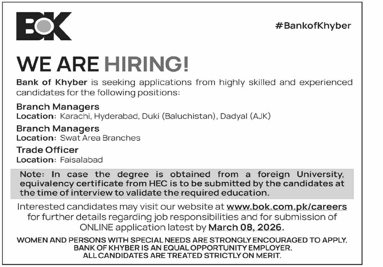 Bank of Khyber Bok Jobs 2026 Jobs 2026 — original advertisement