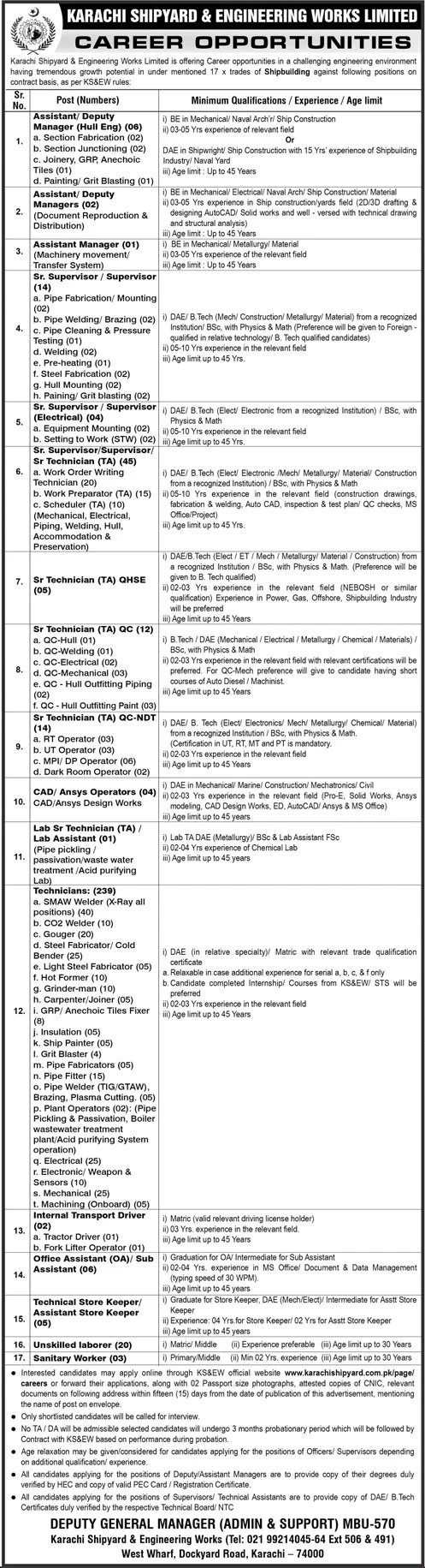 Karachi Shipyard & Engineering Works Limited Jobs 2026 Jobs 2026 — original advertisement