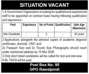Government Organization Rawalpindi Jobs 2026 – Public Sector Organization Jobs 2026 — original advertisement