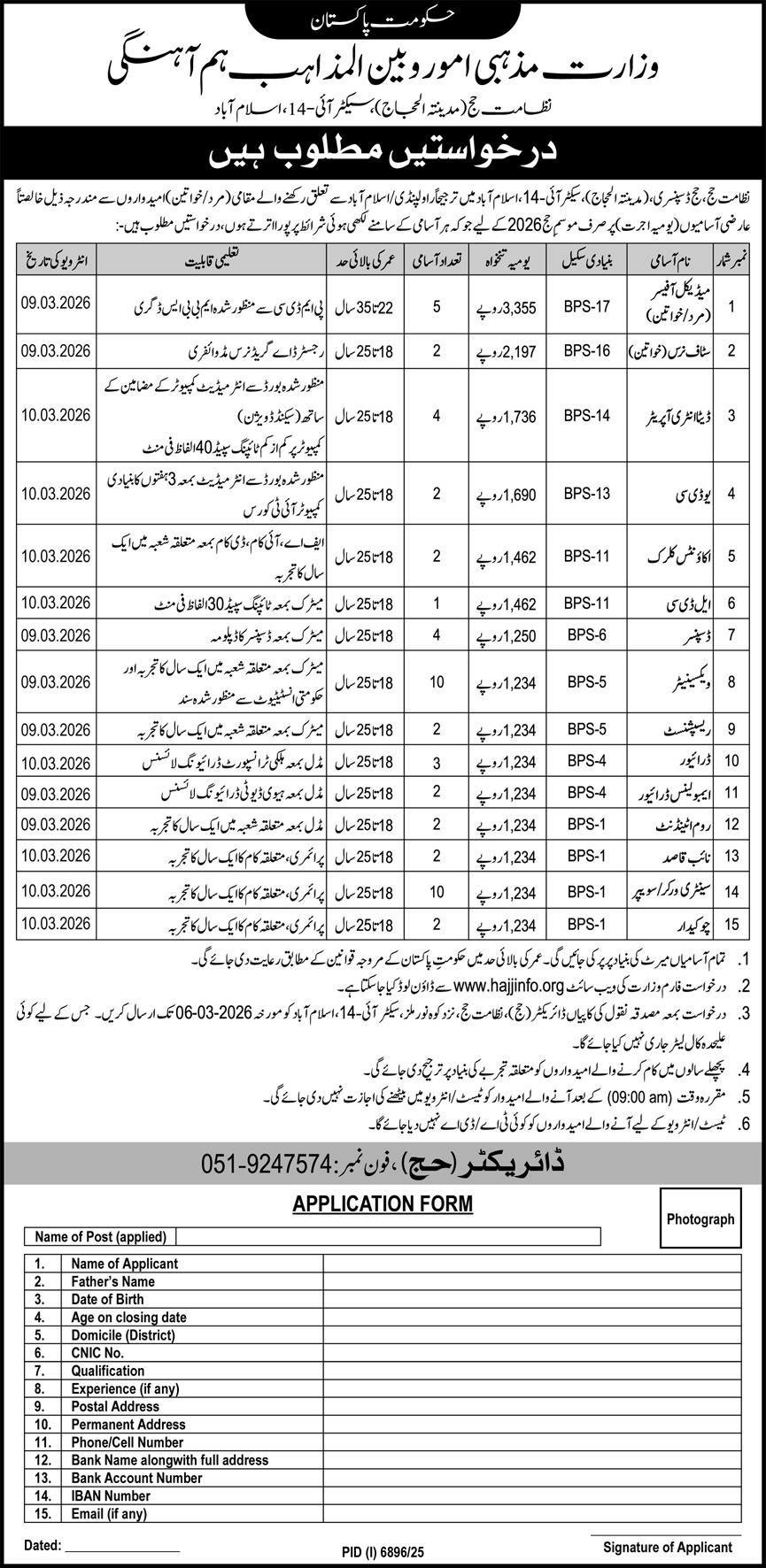 Ministry Of Religious Affairs & Interfaith Harmony Jobs 2026 – Ministry of Religious Affairs and Interfaith Harmony Pakistan Jobs 2026 — original advertisement