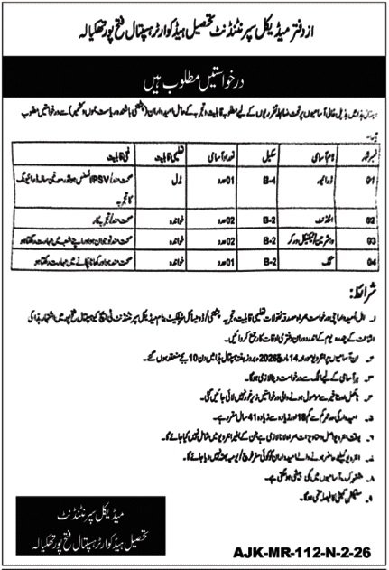 Tehsile Headquarter Hospital THQ Jobs 2026 – Tehsil Headquarter Hospital Jobs 2026 — original advertisement