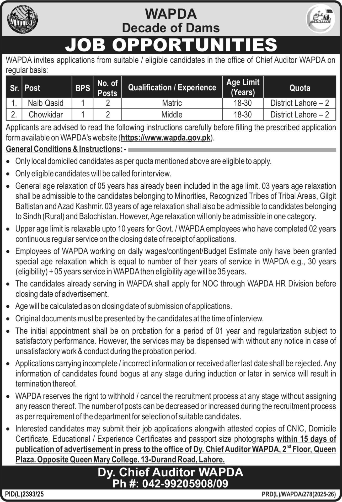 Water and Power Development Authority WAPDA Jobs 2026 Jobs 2026 — original advertisement