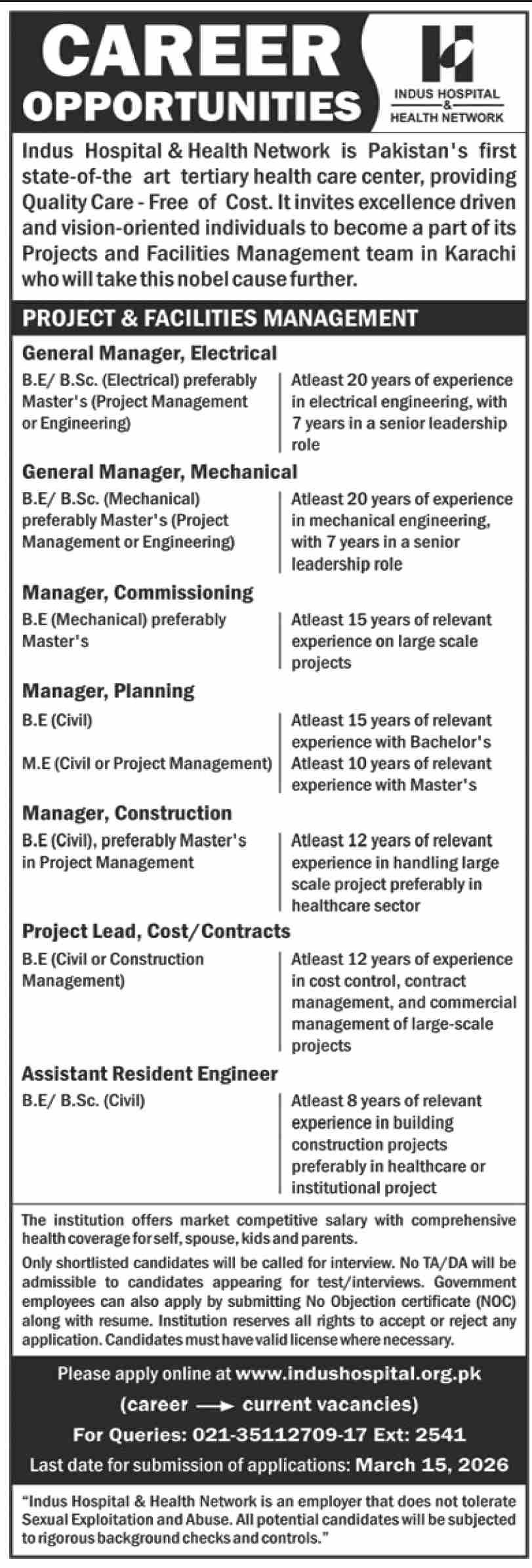 Indus Hospital & Health Network Karachi Jobs 2026 Jobs 2026 — original advertisement