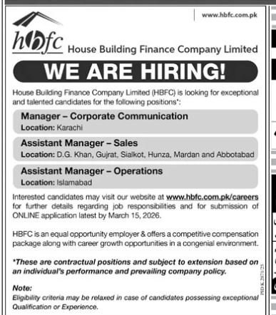 Housing Building Finance Company Limited Jobs 2026 – Private Company Jobs 2026 — original advertisement