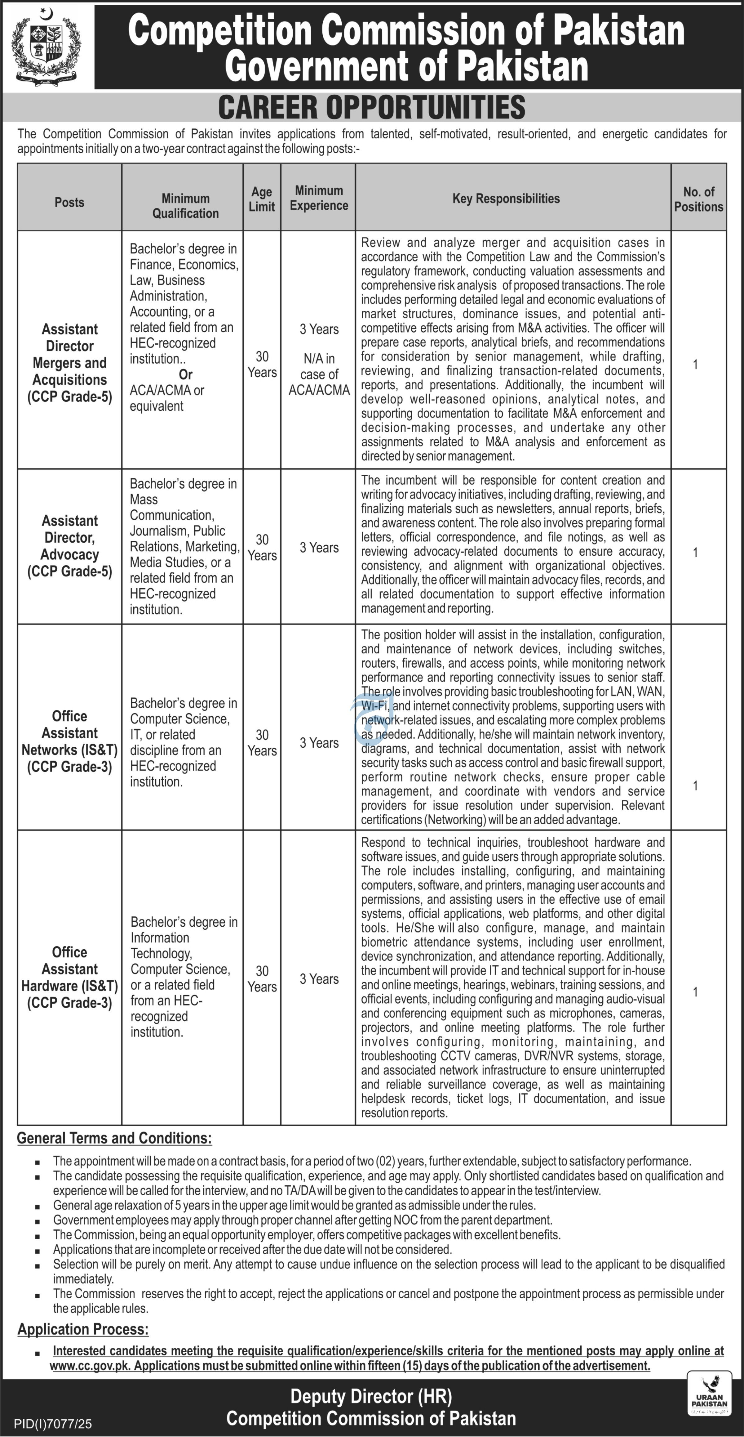 Competition Commission of Pakistan Islamabad Jobs 2026 Jobs 2026 — original advertisement