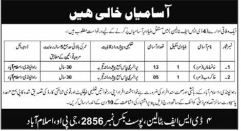 4 DSF Battalion Defence Security Force Jobs 2026 – Pakistan Army Jobs 2026 — original advertisement