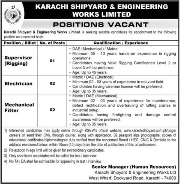 Karachi Shipyard And Engineering Works Limited Jobs 2026 – Karachi Shipyard & Engineering Works Limited Jobs 2026 — original advertisement