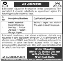 Balochistan Education Foundation Jobs 2026 Jobs 2026 — original advertisement
