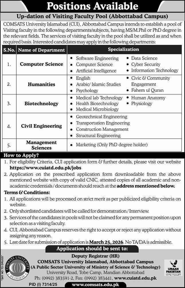Comsats University Islamabad Cui Jobs 2026 Jobs 2026 — original advertisement