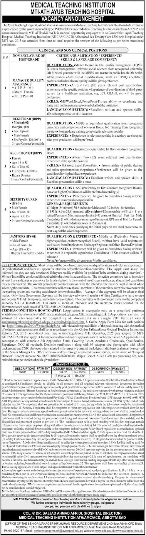 Medical Teaching Institution MTI Abbottabad Jobs 2026 – Medical Teaching Institute MTI Khyber Teaching Hospital Peshawar Kpk Jobs 2026 — original advertisement