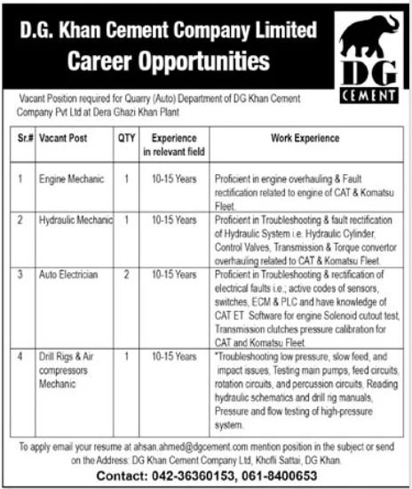 DG Khan Cement Company Limited Jobs 2026 – Private Company Jobs 2026 — original advertisement