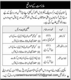 Public Sector Insurance Company Karachi Jobs 2026 – Public Sector Organization Jobs 2026 — original advertisement
