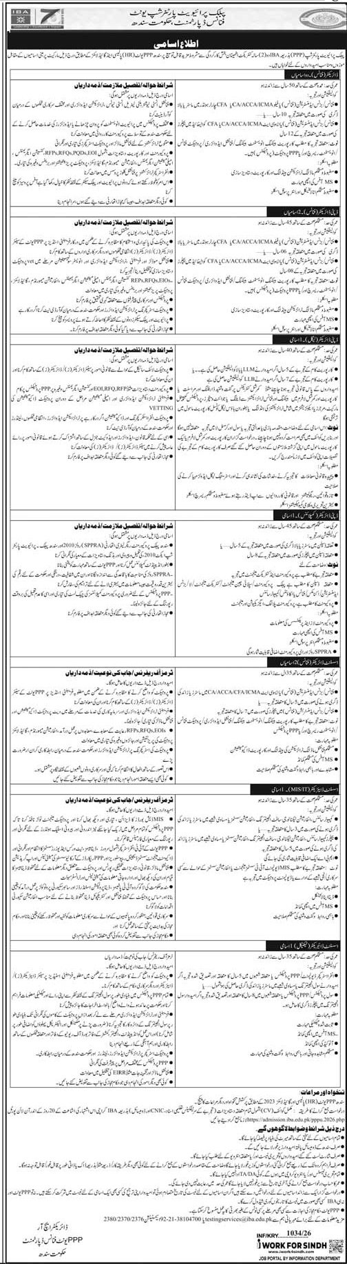 Finance Department Sindh Jobs 2026 – Finance Department Govt of Sindh Jobs 2026 — original advertisement