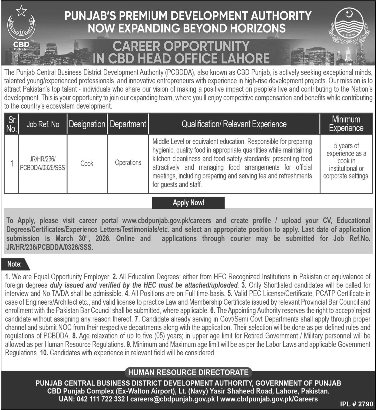 Punjab Premium Development Authority CBD Punjab Jobs 2026 Jobs 2026 — original advertisement