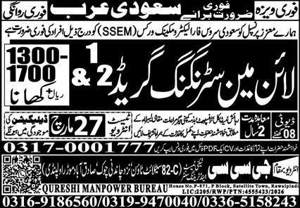 Lineman Striking Grade 1&2 Jobs 2026 In Saudi Arabia – GCC Techni Test & Training Center Telecom Jobs 2026 — original advertisement