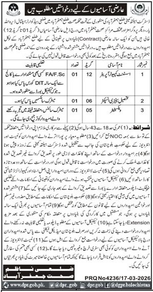 District Health Committee Jaffarabad Jobs 2026 – Health Department Balochsitan Jobs 2026 — original advertisement