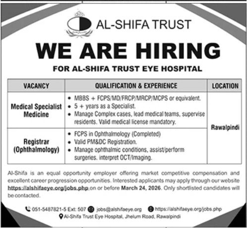 Al Shifa Trust Eye Hospital Rawalpindi Jobs 2026 – Al-Shifa Trust Eye Hospital Rawalpindi Pakistan Jobs 2026 — original advertisement