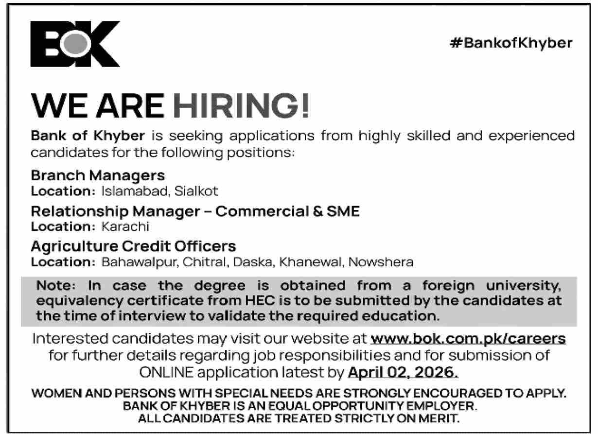 Bank of Khyber Bok Jobs 2026 Jobs 2026 — original advertisement