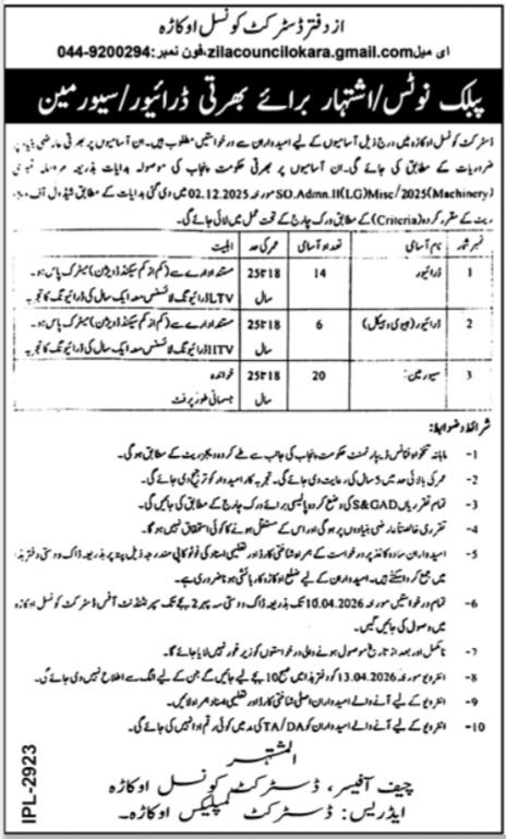 District Council Okara Punjab Jobs 2026 Jobs 2026 — original advertisement