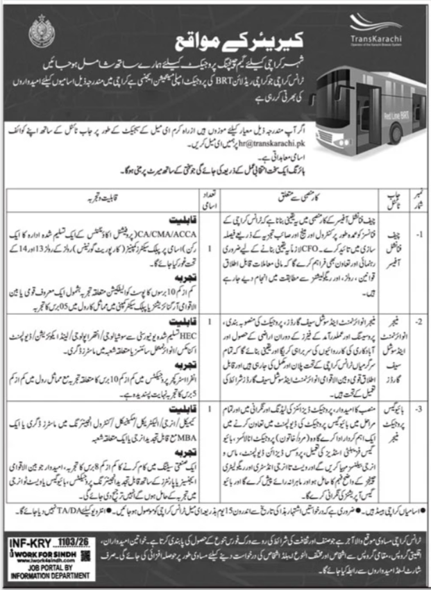 Transkarachi Jobs 2026 For Biogas Project Manager – Trans Karachi Jobs 2026 — original advertisement
