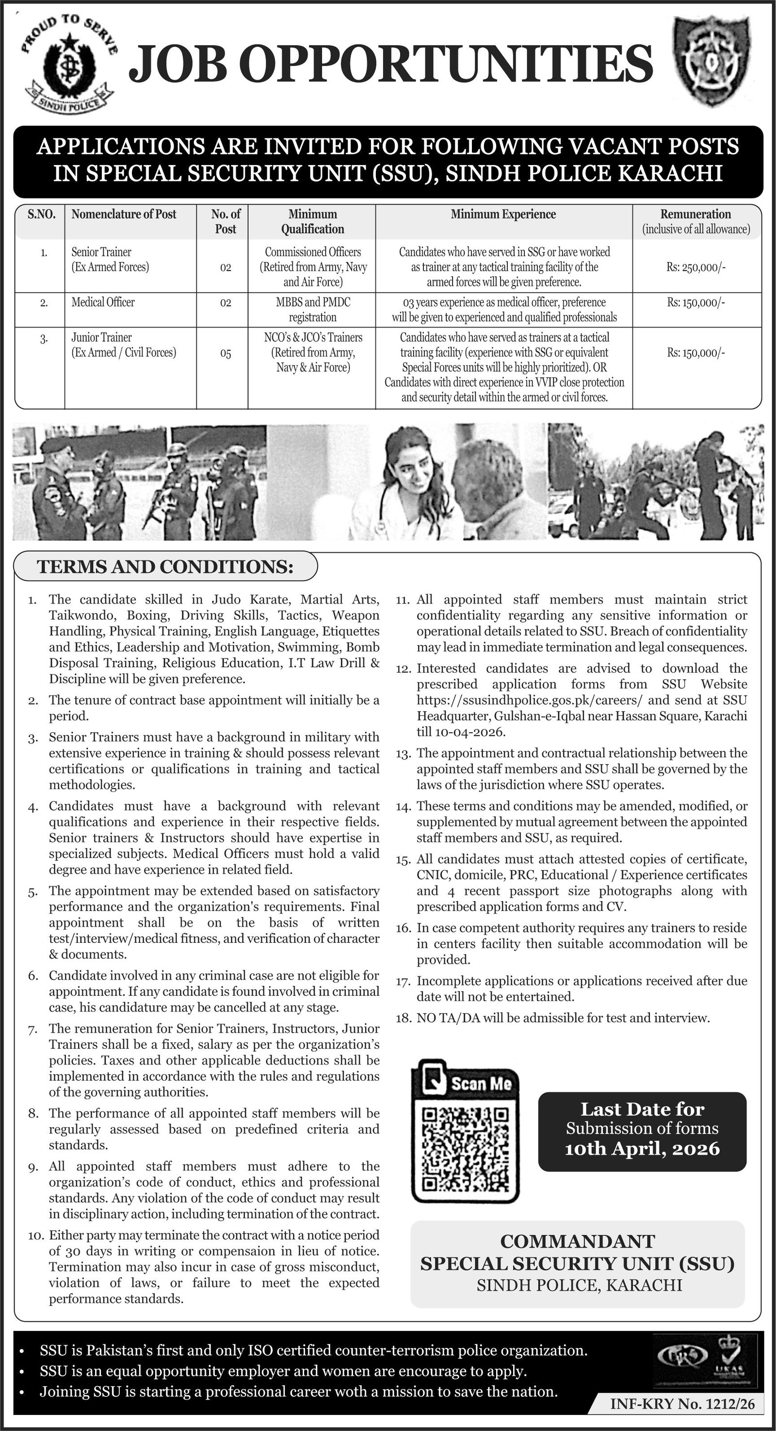 Sindh Police Special Security Unit SSU Jobs 2026 – Police Department Sindh Jobs 2026 — original advertisement