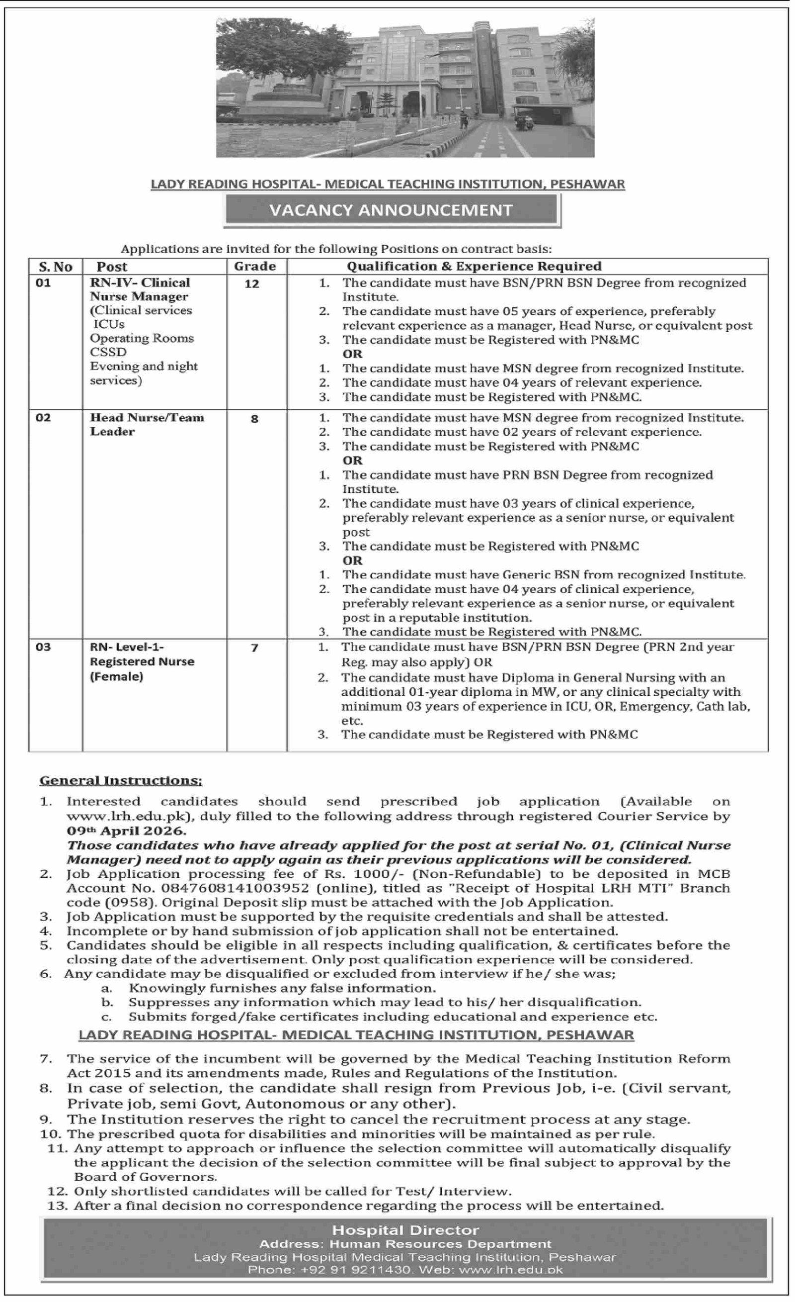 Lady Reading Hospital Peshawar Jobs 2026 Jobs 2026 — original advertisement