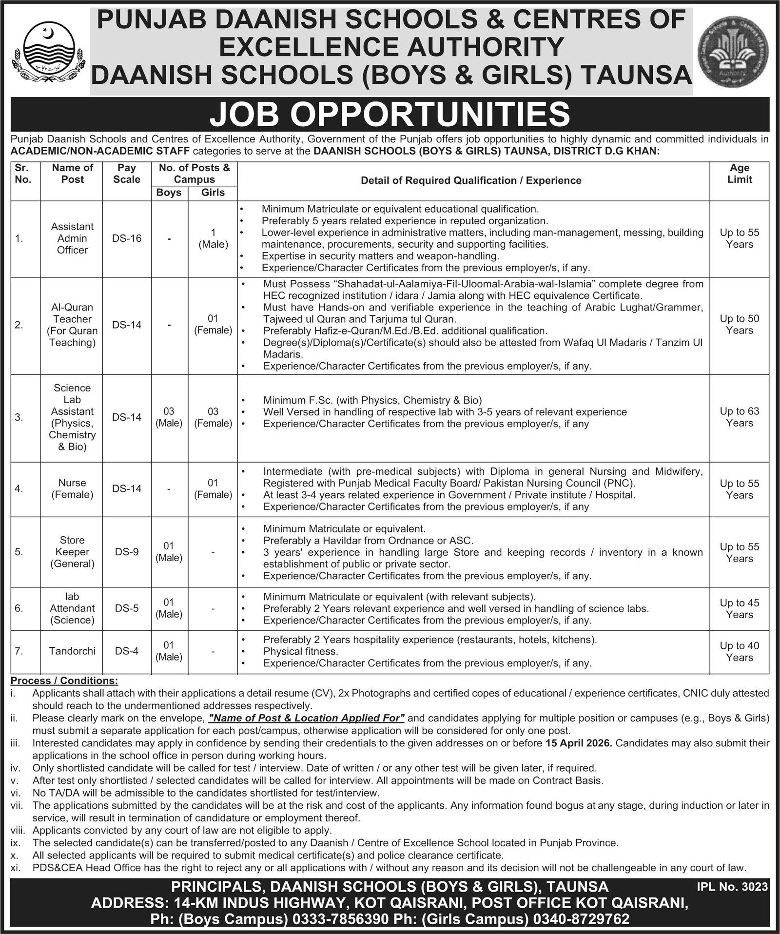 Punjab Daanish Schools & Center Of Excellence Authority Jobs Jobs 2026 — original advertisement
