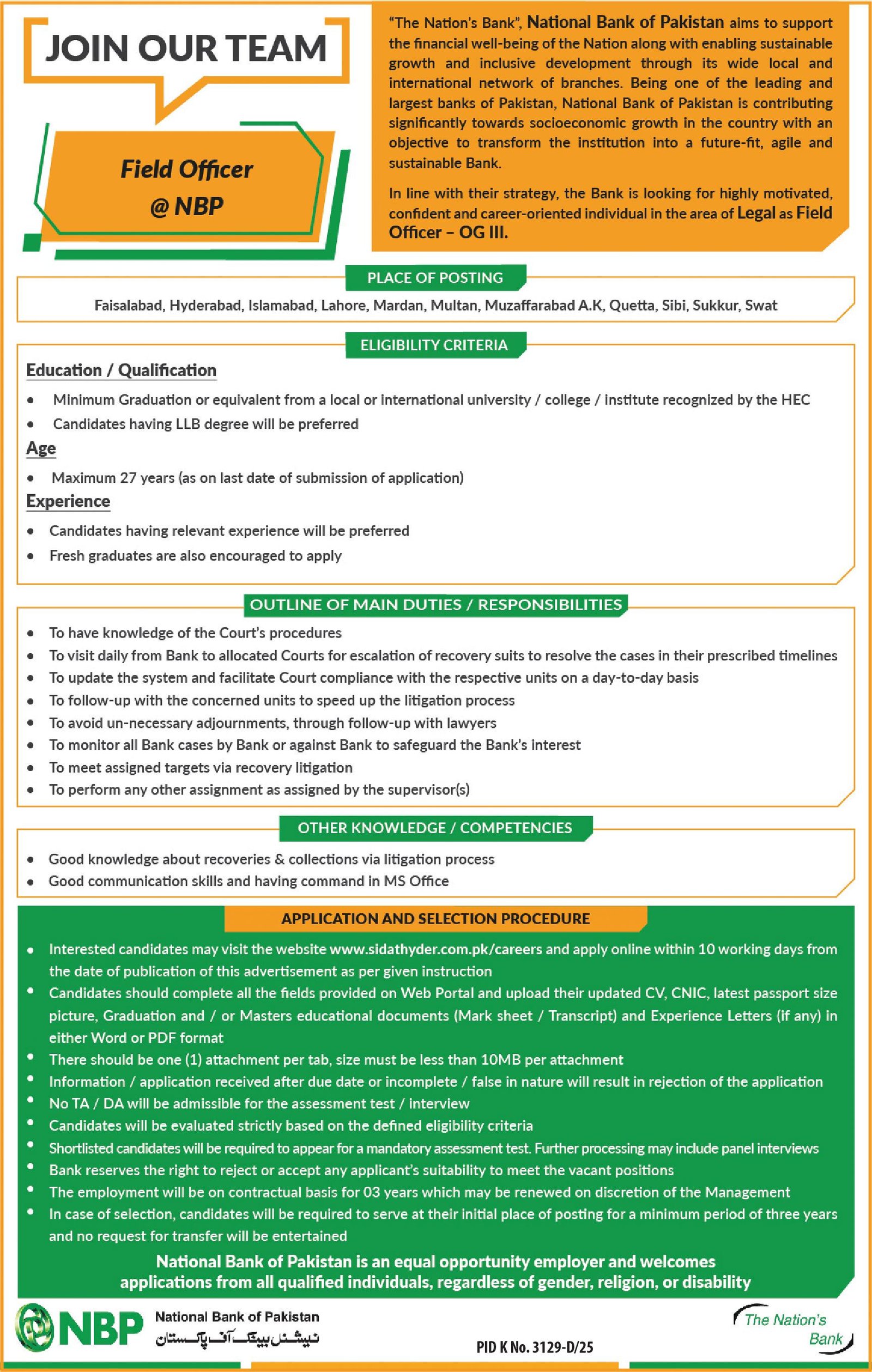 National Bank of Pakistan NBP Islamabad Jobs 2026 Jobs 2026 — original advertisement