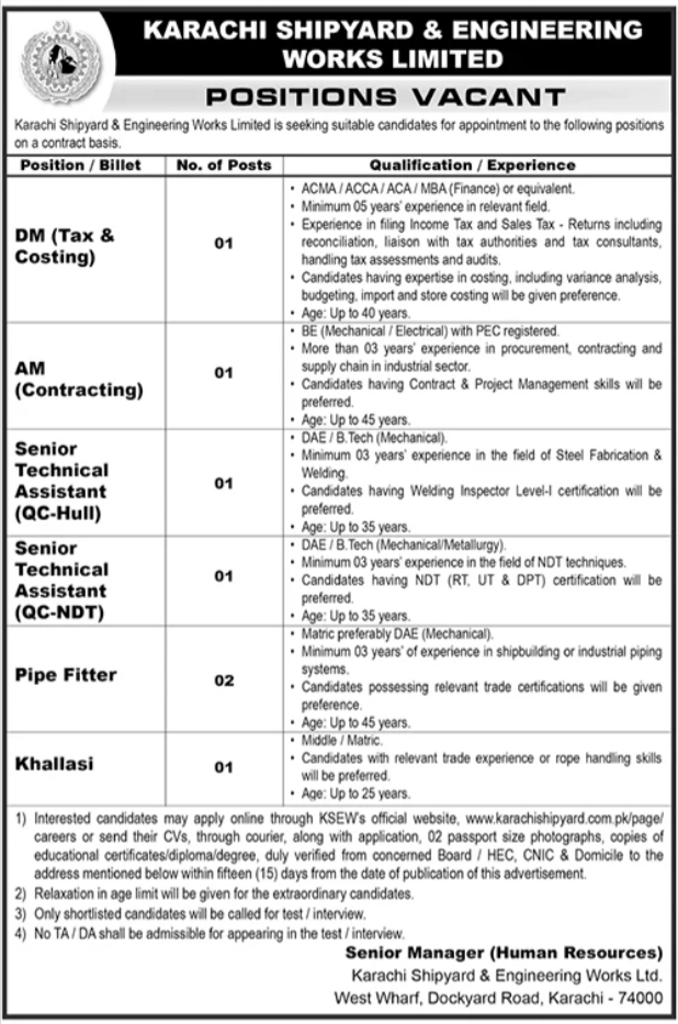 Karachi Shipyard And Engineering Works Limited Jobs 2026 – Karachi Shipyard & Engineering Works Limited Jobs 2026 — original advertisement
