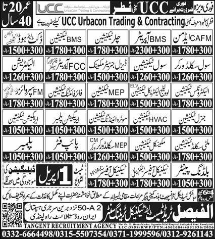 Bms Operator and Plumber Building Painters Jobs in Qatar – Al Faisal Trade Test & Technical Training Center Jobs 2026 — original advertisement