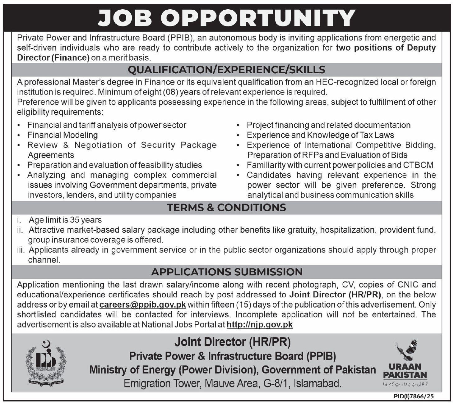 Ministry Of Energy Islamabad Job 2026 – Ministry of Energy Power division Islamabad Jobs 2026 — original advertisement
